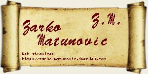 Žarko Matunović vizit kartica